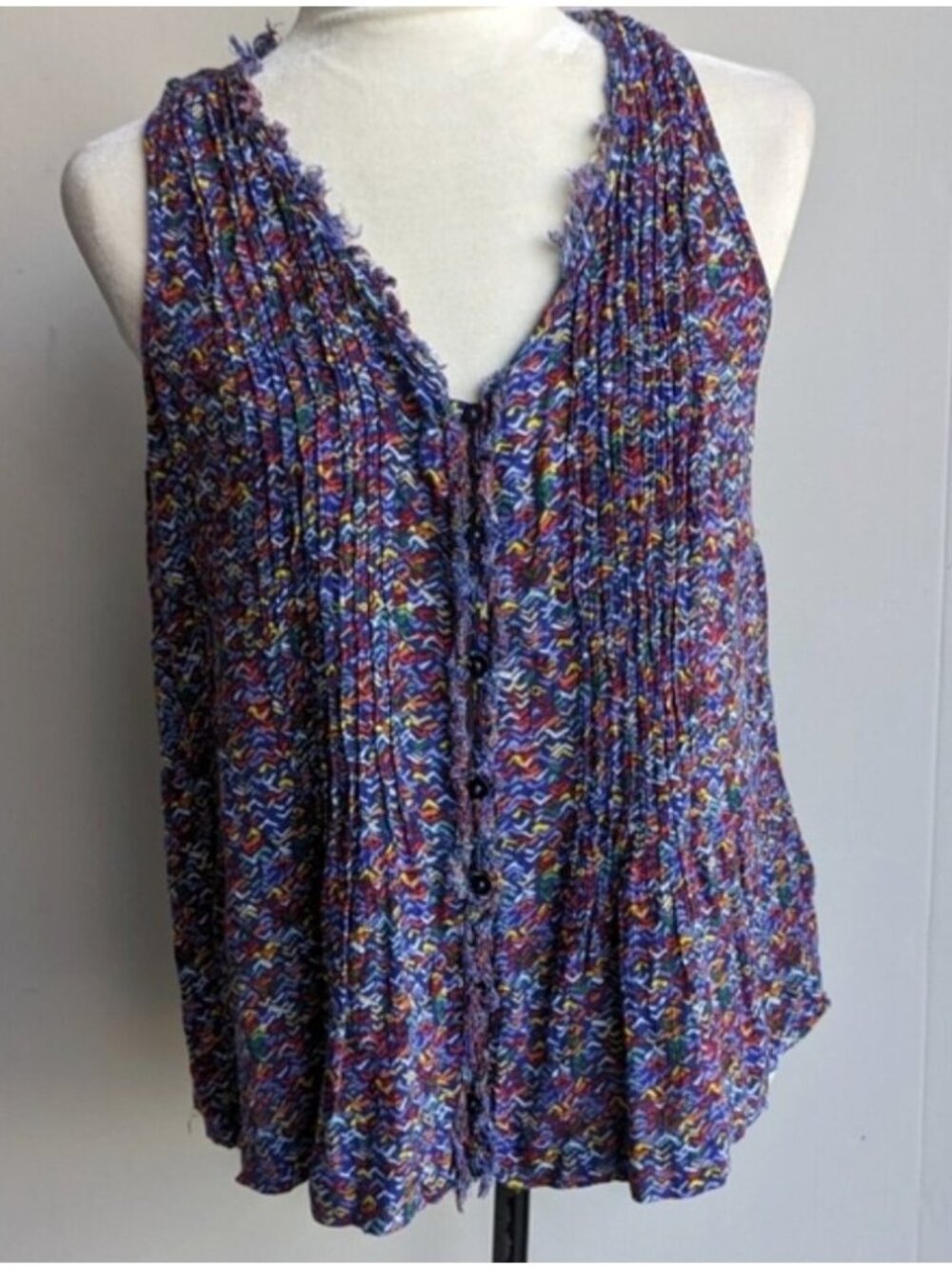 Anthropologie Maeve abstract print rainbow sleeveless blouse